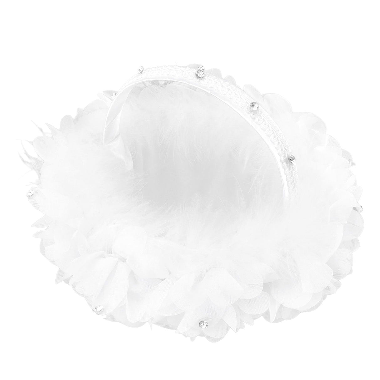 White Flower Girl Basket Petal Beads Decoration Handheld Bridesmaid Scattering Wedding Basket