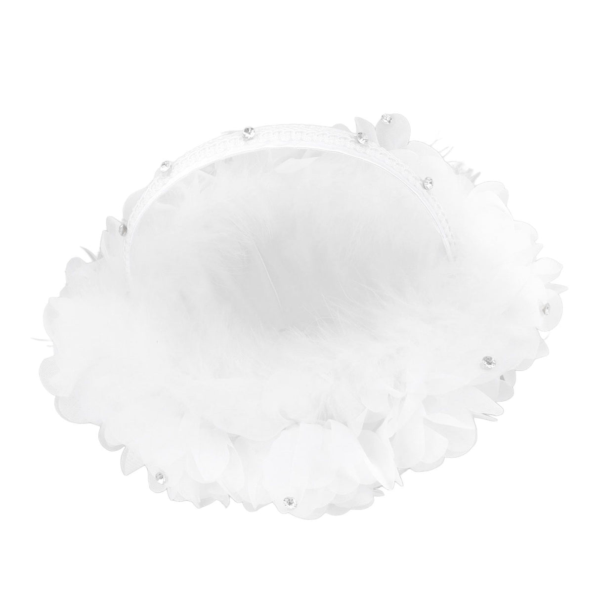 White Flower Girl Basket Petal Beads Decoration Handheld Bridesmaid Scattering Wedding Basket