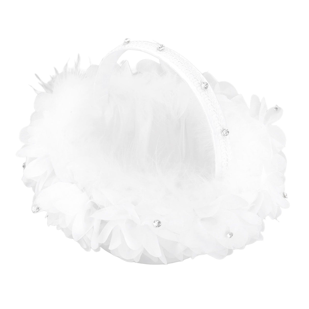 White Flower Girl Basket Petal Beads Decoration Handheld Bridesmaid Scattering Wedding Basket