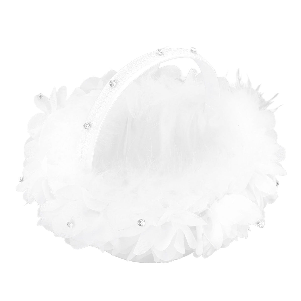 White Flower Girl Basket Petal Beads Decoration Handheld Bridesmaid Scattering Wedding Basket