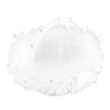 White Flower Girl Basket Petal Beads Decoration Handheld Bridesmaid Scattering Wedding Basket - Close-Up Angle