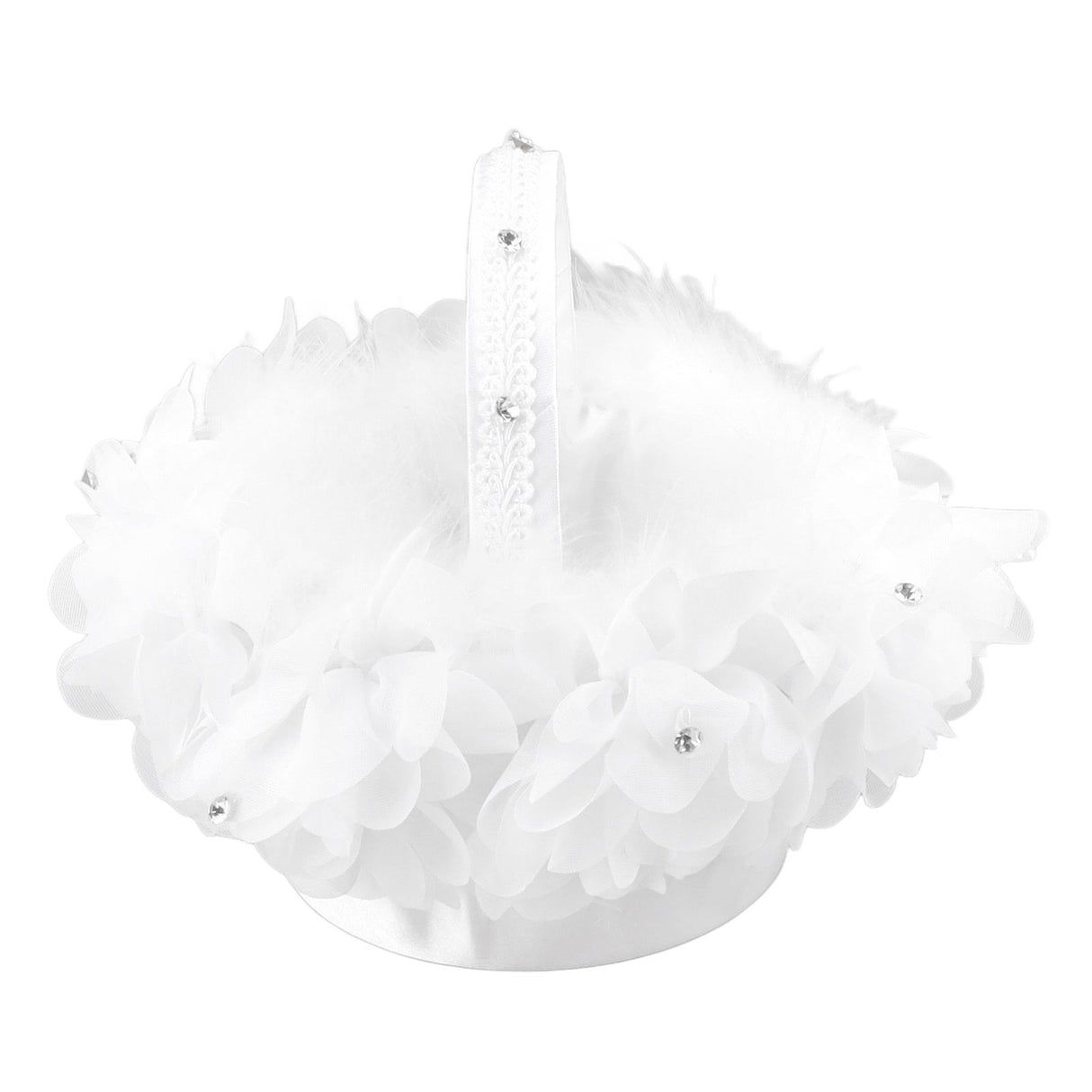 White Flower Girl Basket Petal Beads Decoration Handheld Bridesmaid Scattering Wedding Basket