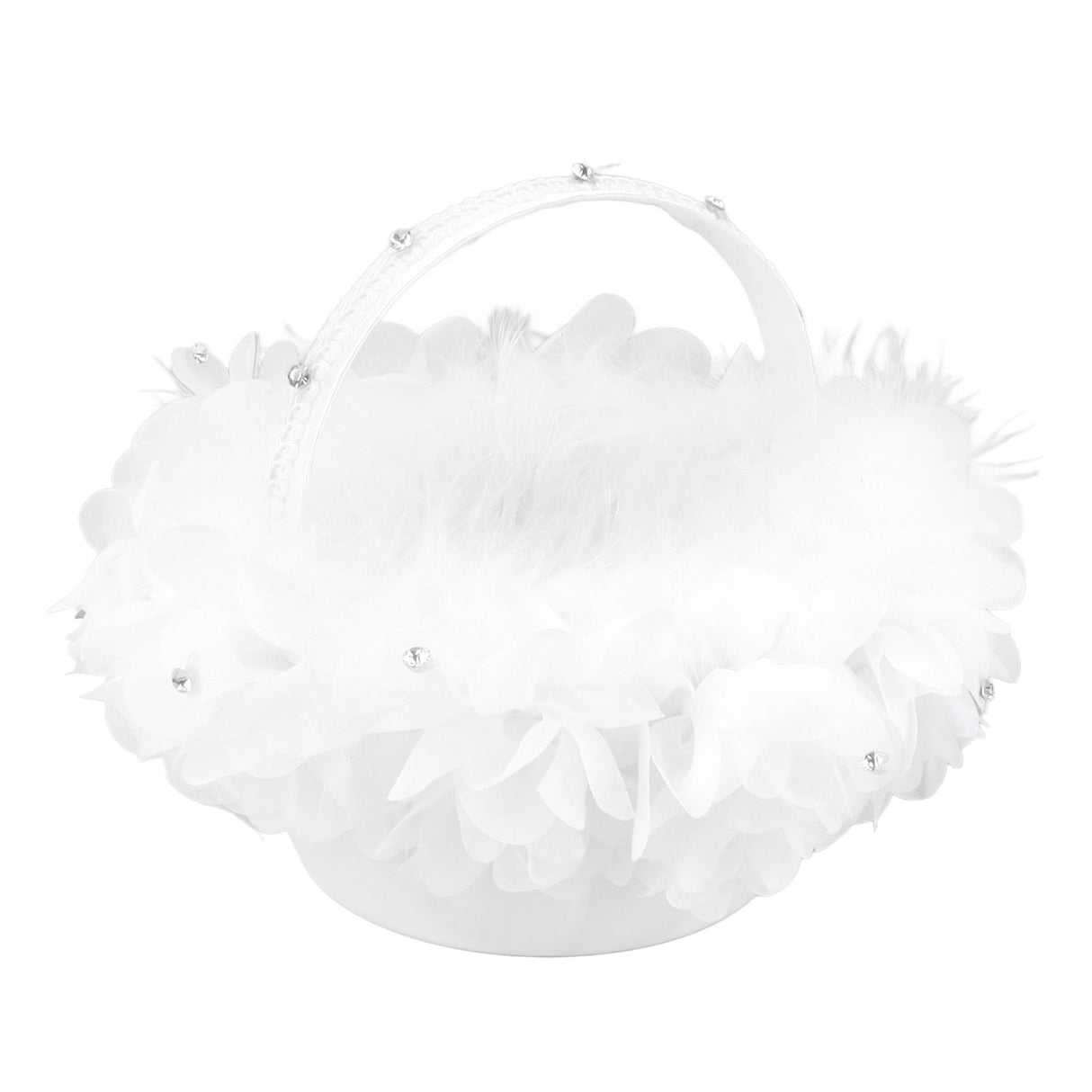 White Flower Girl Basket Petal Beads Decoration Handheld Bridesmaid Scattering Wedding Basket