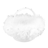 White Flower Girl Basket Petal Beads Decoration Handheld Bridesmaid Scattering Wedding Basket