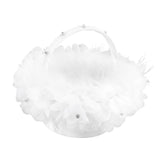 White Flower Girl Basket Petal Beads Decoration Handheld Bridesmaid Scattering Wedding Basket