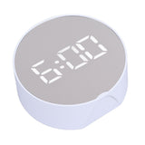 Digital Mirror Clock Alarm White Big Round Screen Easy to Read Portable LED Clock for Office Bedroom Travel
