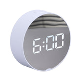 Digital Mirror Clock Alarm White Big Round Screen Easy to Read Portable LED Clock for Office Bedroom Travel - Rear View