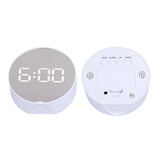 Digital Mirror Clock Alarm White Big Round Screen Easy to Read Portable LED Clock for Office Bedroom Travel