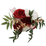 Wedding Bouquets Silk Plastic Realistic Romantic Hand Bouquet for Valentine's Day Party Church Burgundy And White