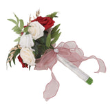Wedding Bouquets Silk Plastic Realistic Romantic Hand Bouquet for Valentine's Day Party Church Burgundy And White - Low Angle