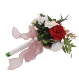 Wedding Bouquets Silk Plastic Realistic Romantic Hand Bouquet for Valentine's Day Party Church Burgundy And White - Extra Image