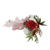 Wedding Bouquets Silk Plastic Realistic Romantic Hand Bouquet for Valentine's Day Party Church Burgundy And White