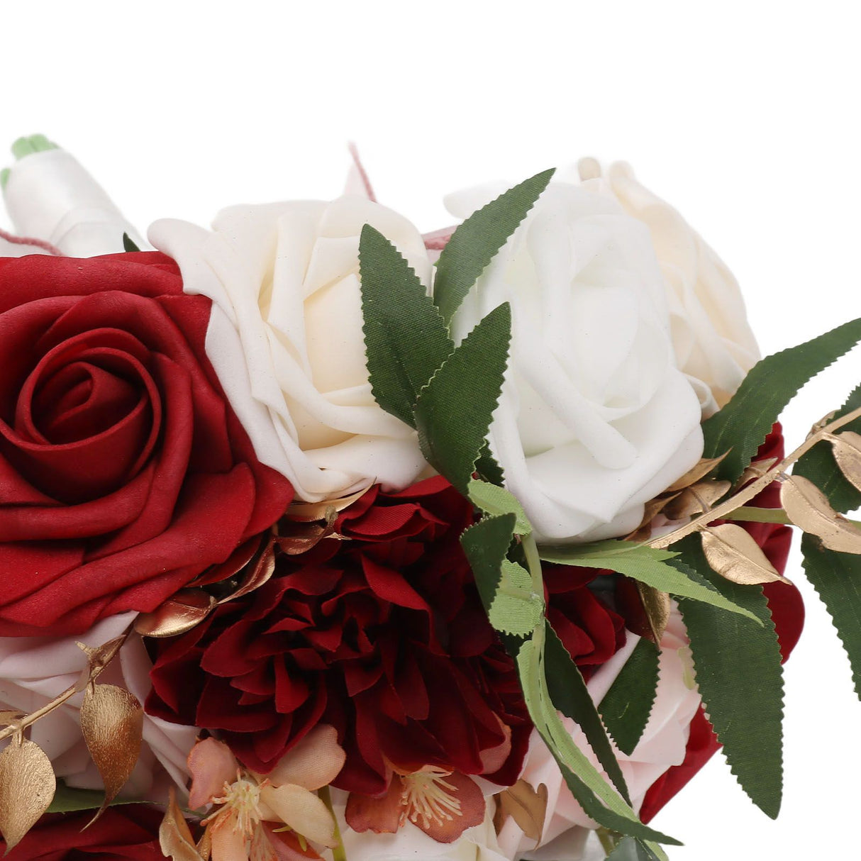 Wedding Bouquets Silk Plastic Realistic Romantic Hand Bouquet for Valentine's Day Party Church Burgundy And White