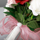 Wedding Bouquets Silk Plastic Realistic Romantic Hand Bouquet for Valentine's Day Party Church Burgundy And White