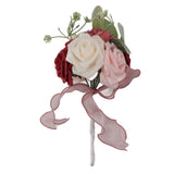 Romantic Rose Bridal Wedding Bouquet Artificial Silk Flowers Fake Flowers Bridesmaid Bouquet Home Party Decoration Rose Red