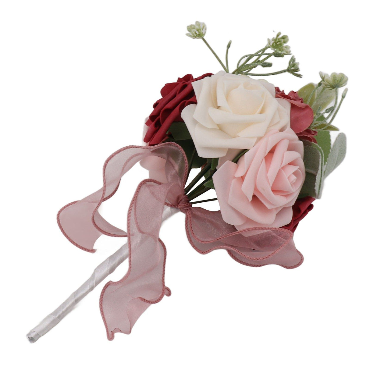 Romantic Rose Bridal Wedding Bouquet Artificial Silk Flowers Fake Flowers Bridesmaid Bouquet Home Party Decoration Rose Red
