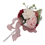 Romantic Rose Bridal Wedding Bouquet Artificial Silk Flowers Fake Flowers Bridesmaid Bouquet Home Party Decoration Rose Red - 45-Degree Angle