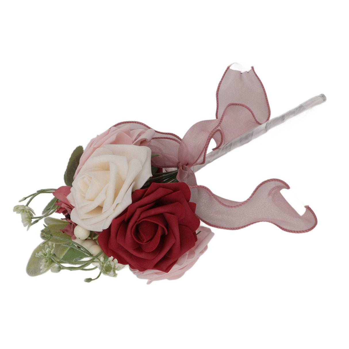Romantic Rose Bridal Wedding Bouquet Artificial Silk Flowers Fake Flowers Bridesmaid Bouquet Home Party Decoration Rose Red