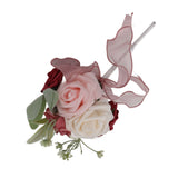 Romantic Rose Bridal Wedding Bouquet Artificial Silk Flowers Fake Flowers Bridesmaid Bouquet Home Party Decoration Rose Red - Low Angle