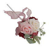 Romantic Rose Bridal Wedding Bouquet Artificial Silk Flowers Fake Flowers Bridesmaid Bouquet Home Party Decoration Rose Red - Extra Image