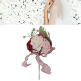 Romantic Rose Bridal Wedding Bouquet Artificial Silk Flowers Fake Flowers Bridesmaid Bouquet Home Party Decoration Rose Red