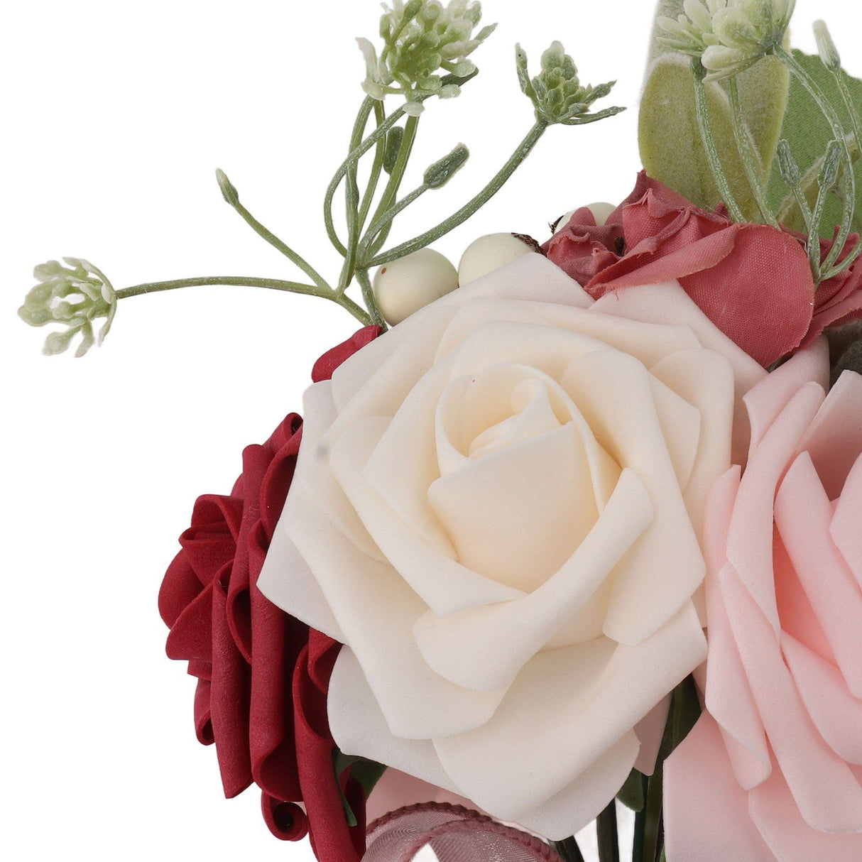 Romantic Rose Bridal Wedding Bouquet Artificial Silk Flowers Fake Flowers Bridesmaid Bouquet Home Party Decoration Rose Red
