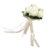 Wedding Bouquets Silk and Plastic Romantic Exquisite Comfortable Handle Beautiful Bridal Bouquet for Home Decoration Milky White - Front View