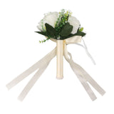 Wedding Bouquets Silk and Plastic Romantic Exquisite Comfortable Handle Beautiful Bridal Bouquet for Home Decoration Milky White - Rear View