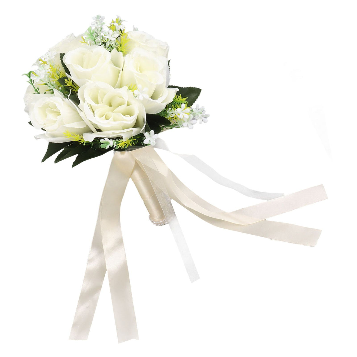 Wedding Bouquets Silk and Plastic Romantic Exquisite Comfortable Handle Beautiful Bridal Bouquet for Home Decoration Milky White