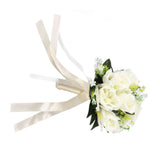Wedding Bouquets Silk and Plastic Romantic Exquisite Comfortable Handle Beautiful Bridal Bouquet for Home Decoration Milky White - Extra Image