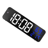 Mirror Large Digital LED Clock Home Electronic Alarm Clock Large Screen Plug in Clock Wall Mounted White and Blue