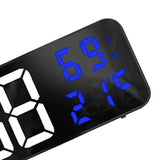 Mirror Large Digital LED Clock Home Electronic Alarm Clock Large Screen Plug in Clock Wall Mounted White and Blue