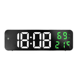 Mirror Large Digital LED Clock Home Electronic Alarm Clock Large Screen Plug in Clock Wall Mounted White and Green