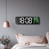Mirror Large Digital LED Clock Home Electronic Alarm Clock Large Screen Plug in Clock Wall Mounted White and Green