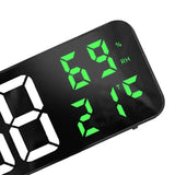 Mirror Large Digital LED Clock Home Electronic Alarm Clock Large Screen Plug in Clock Wall Mounted White and Green - Close-Up Angle