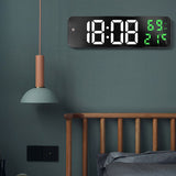 Mirror Large Digital LED Clock Home Electronic Alarm Clock Large Screen Plug in Clock Wall Mounted White and Green