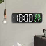 Mirror Large Digital LED Clock Home Electronic Alarm Clock Large Screen Plug in Clock Wall Mounted White and Green