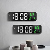 Mirror Large Digital LED Clock Home Electronic Alarm Clock Large Screen Plug in Clock Wall Mounted White and Green - Extra Image