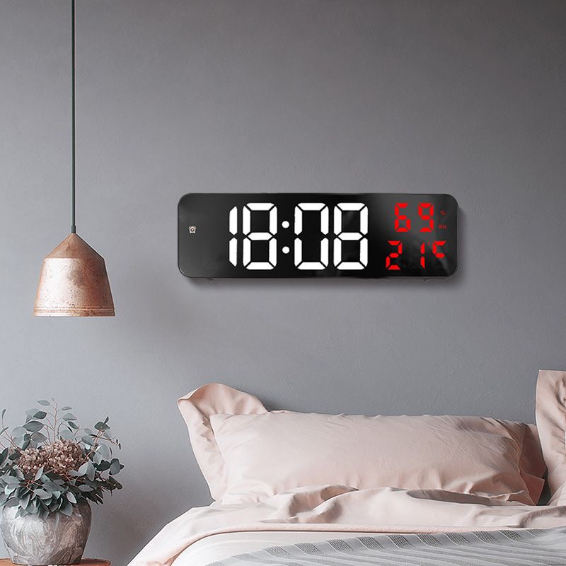 Mirror Large Digital LED Clock Home Electronic Alarm Clock Large Screen Plug in Clock Wall Mounted White and Red