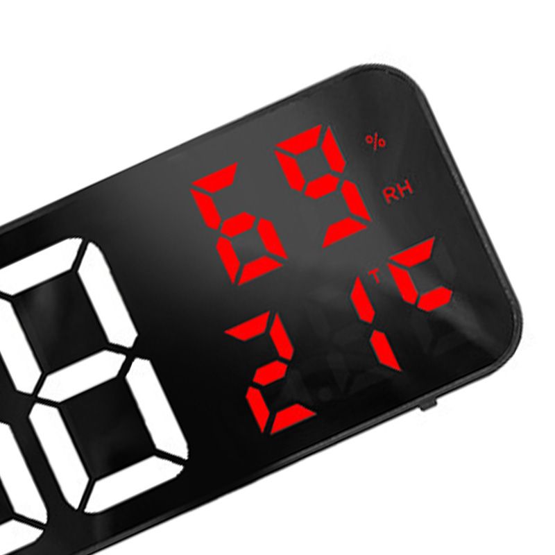 Mirror Large Digital LED Clock Home Electronic Alarm Clock Large Screen Plug in Clock Wall Mounted White and Red