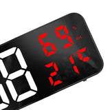 Mirror Large Digital LED Clock Home Electronic Alarm Clock Large Screen Plug in Clock Wall Mounted White and Red - Close-Up Angle