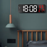Mirror Large Digital LED Clock Home Electronic Alarm Clock Large Screen Plug in Clock Wall Mounted White and Red
