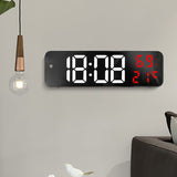 Mirror Large Digital LED Clock Home Electronic Alarm Clock Large Screen Plug in Clock Wall Mounted White and Red