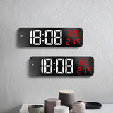 Mirror Large Digital LED Clock Home Electronic Alarm Clock Large Screen Plug in Clock Wall Mounted White and Red