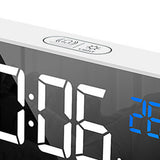 LED Alarm Electric Clock Multifunctional Exquisite Mirrored Surface Silent Bedside Clock for Home Bedroom Office Decor White - Extra Image