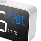 LED Alarm Electric Clock Multifunctional Exquisite Mirrored Surface Silent Bedside Clock for Home Bedroom Office Decor White - Extra Image