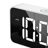 LED Alarm Electric Clock Multifunctional Exquisite Mirrored Surface Silent Bedside Clock for Home Bedroom Office Decor White