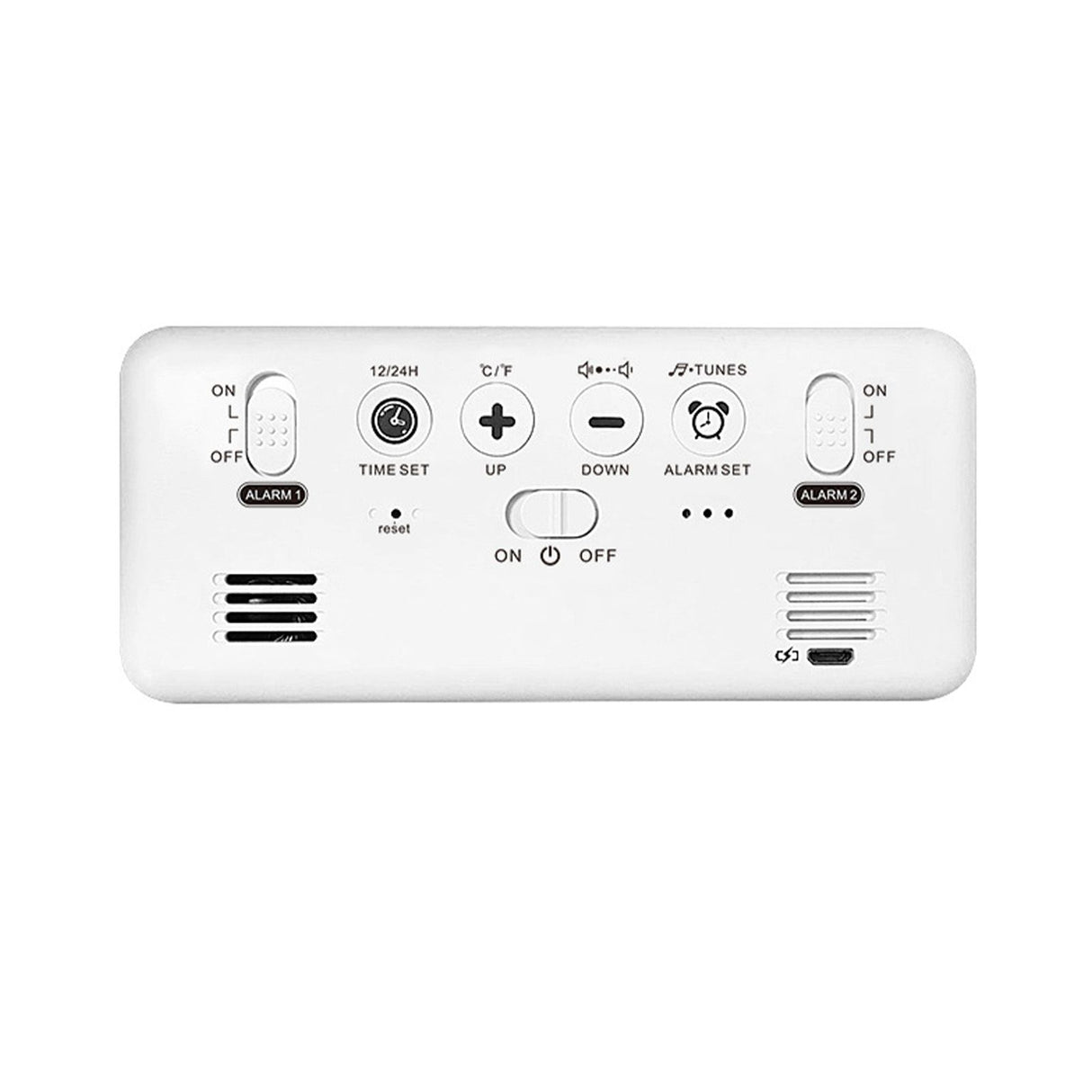 LED Alarm Electric Clock Multifunctional Exquisite Mirrored Surface Silent Bedside Clock for Home Bedroom Office Decor White