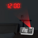 Projection Alarm Clock 360 Degree Flexible Adjust Creative LED Mirror Digital Clock with Temperature Display Power Off Memory White - 45-Degree Angle