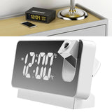 Projection Alarm Clock 360 Degree Flexible Adjust Creative LED Mirror Digital Clock with Temperature Display Power Off Memory White